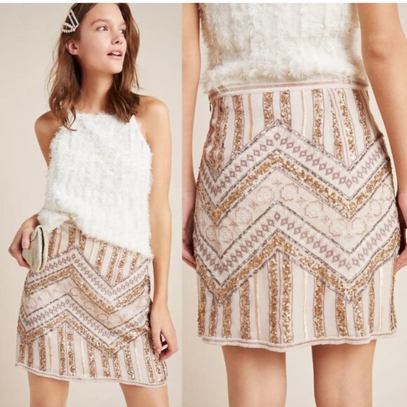 Anthropologie Darla Embroidered Mini Skirt Size 14 - Picture 3 of 9
